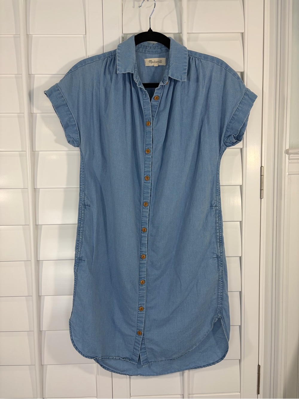 Madewell Linen Light Blue Chambray Shirt Dress (XXS)